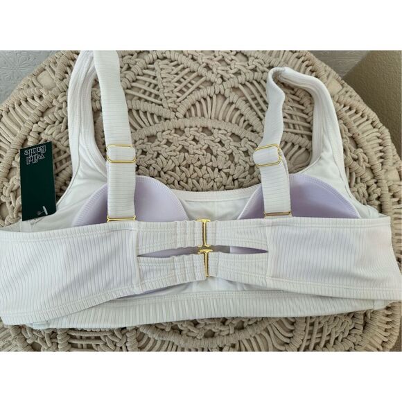 Wild Fable White and Green Ribbed Low Rise High Leg Bikini Size X 14/16 New - Picture 8 of 8